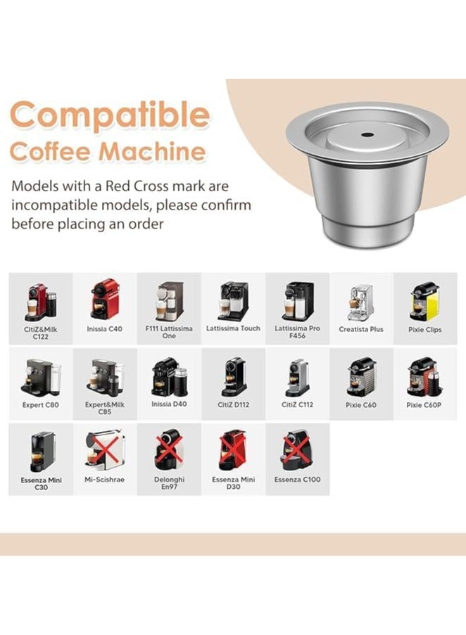 Stainless Steel Refillable Coffee Espresso Capsules, Reusable Coffee Pods With Reusbale Lid Compatible with Nespresso Original Line Brewers 4Y Crema New Generation - Image 2